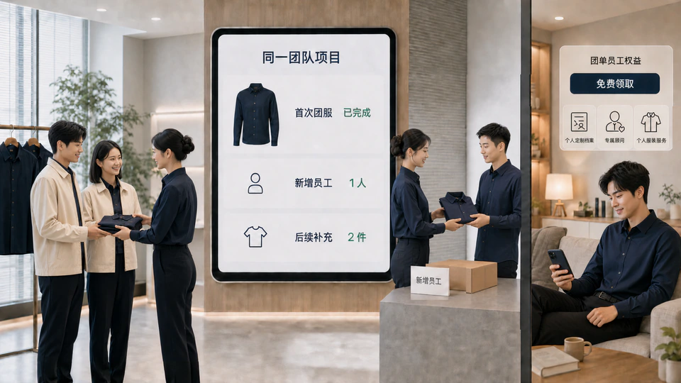深蓝衬衫团队项目展示首次团服、新增员工和后续补充服务